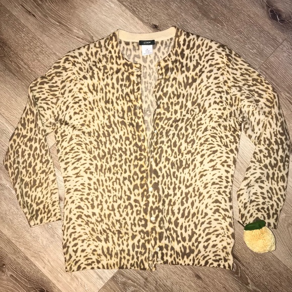 J. Crew Sweaters - 🍋J. Crew Leopard 🐆 Cardigan 💯 Wool💜